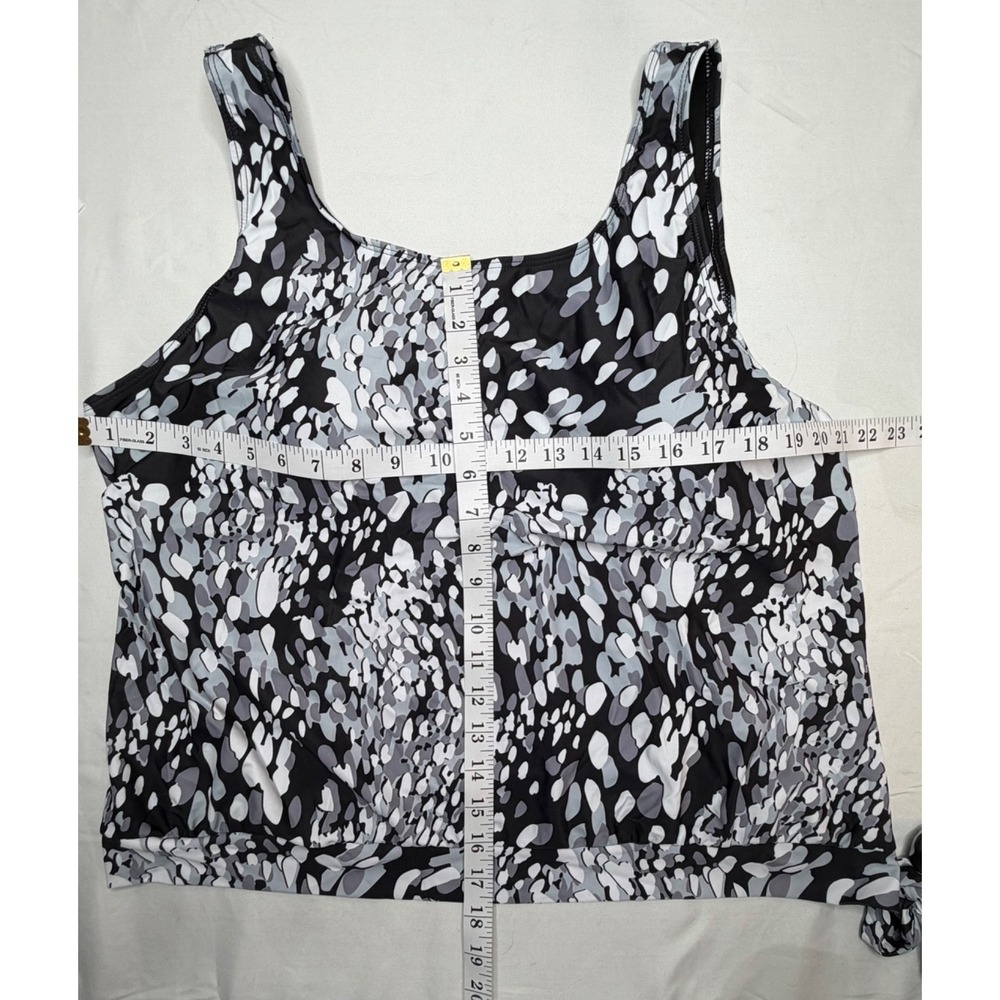 Swimsuits For All 3XL 3X 2PC Blouson Tankini Set Black‎ Gray Abstract Print NWOT - Picture 7 of 15